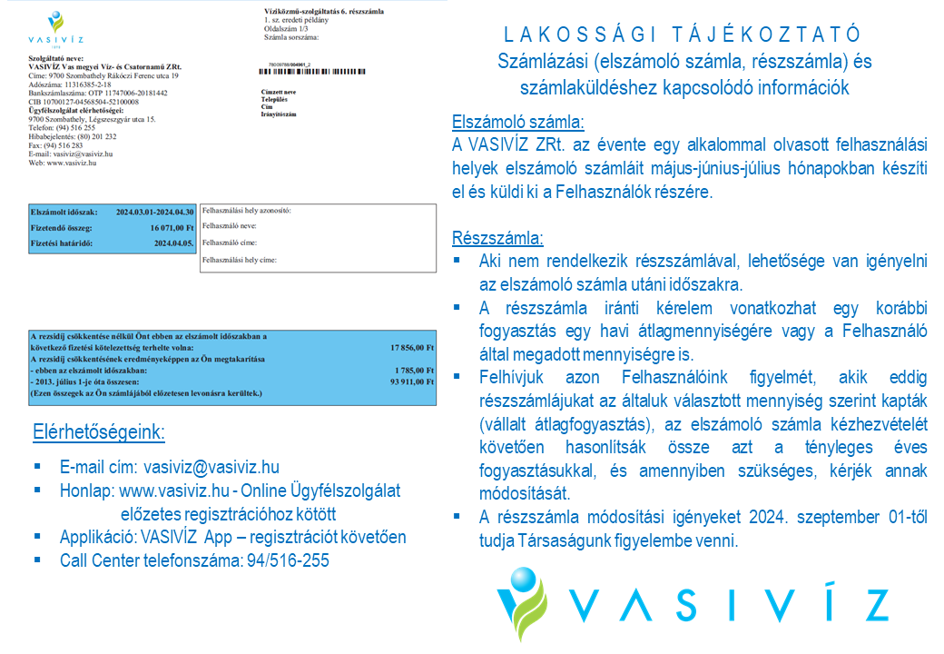 Számlázással kapcsolatos tájékoztatás